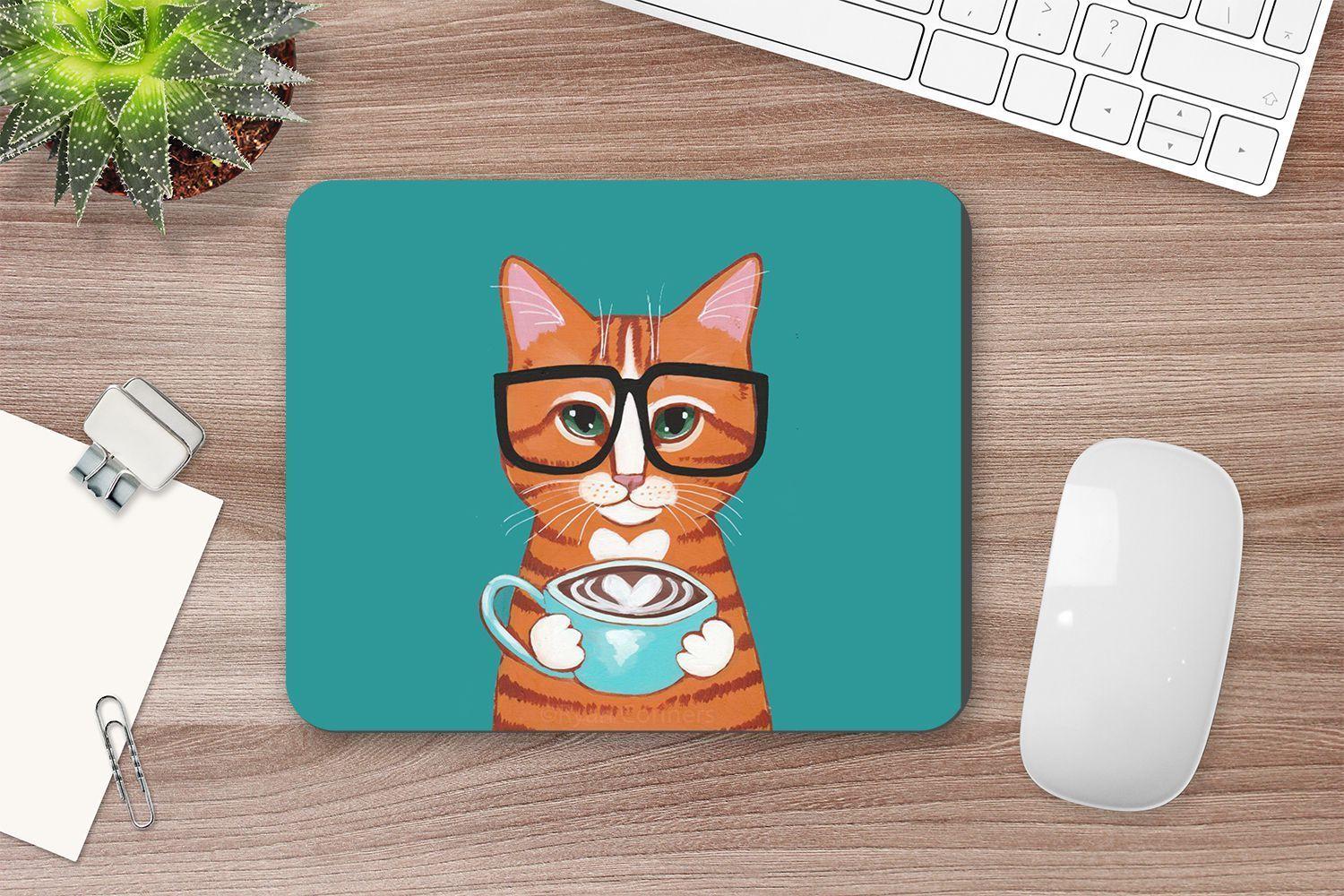 MOUSE PAD ANHIZ M108 GATO Y CAFÉ-2
