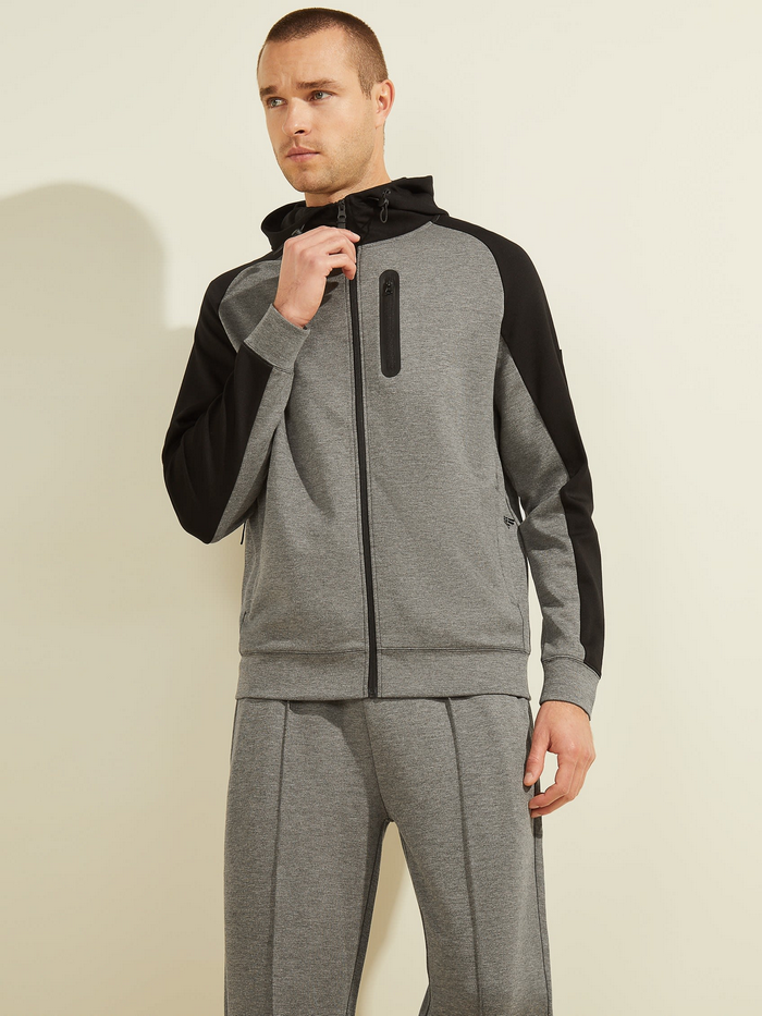 Poleron Guess Stephen Full Zip Hoodie Mch Gris-0