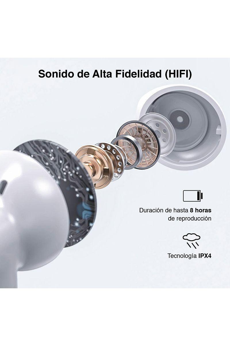 Audífonos Earbuds Reisen V2 Bluetooth IPX4 Blanco-3