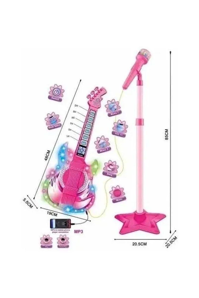 Micrófono Karaoke Con Guitarra Mp3 Y Luces Para Niñas-5