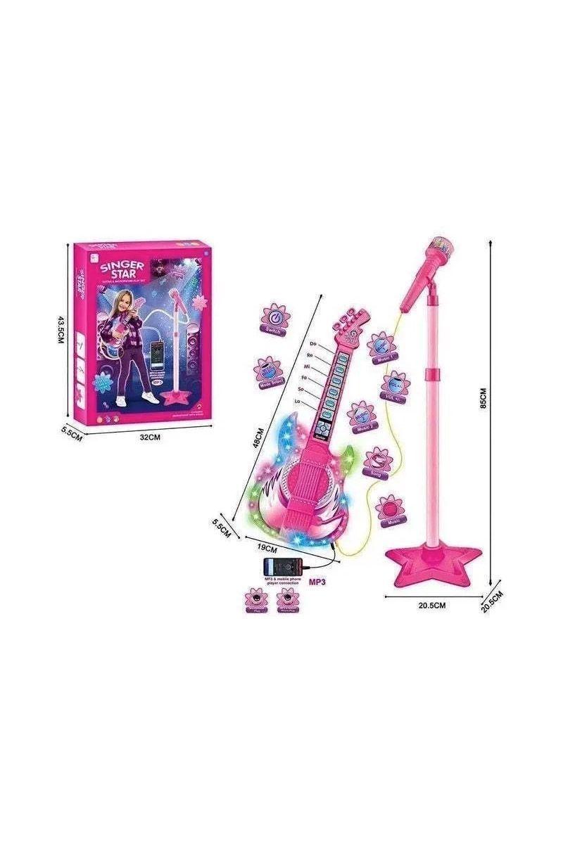 Micrófono Karaoke Con Guitarra Mp3 Y Luces Para Niñas-4