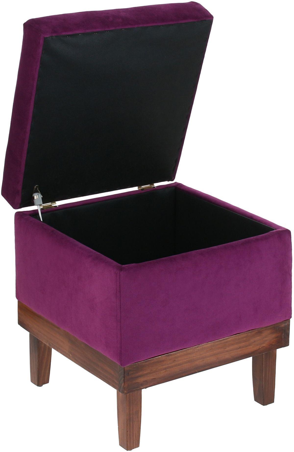 Pouf Baúl Emilia Morado Felpa 45x45x46 cm Máxima Design-2