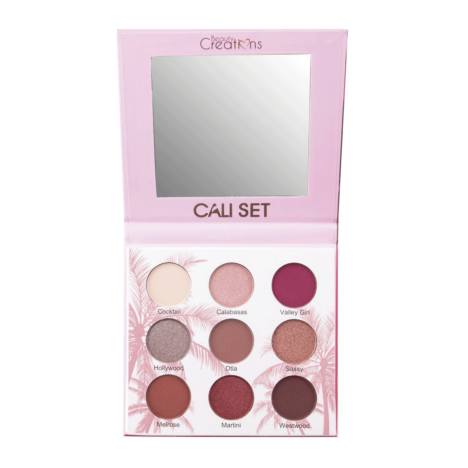 Pack Paleta De Sombras “Cali Set” + Set 12 Brochas Holo Fun y Estuche de Beauty Creations-1