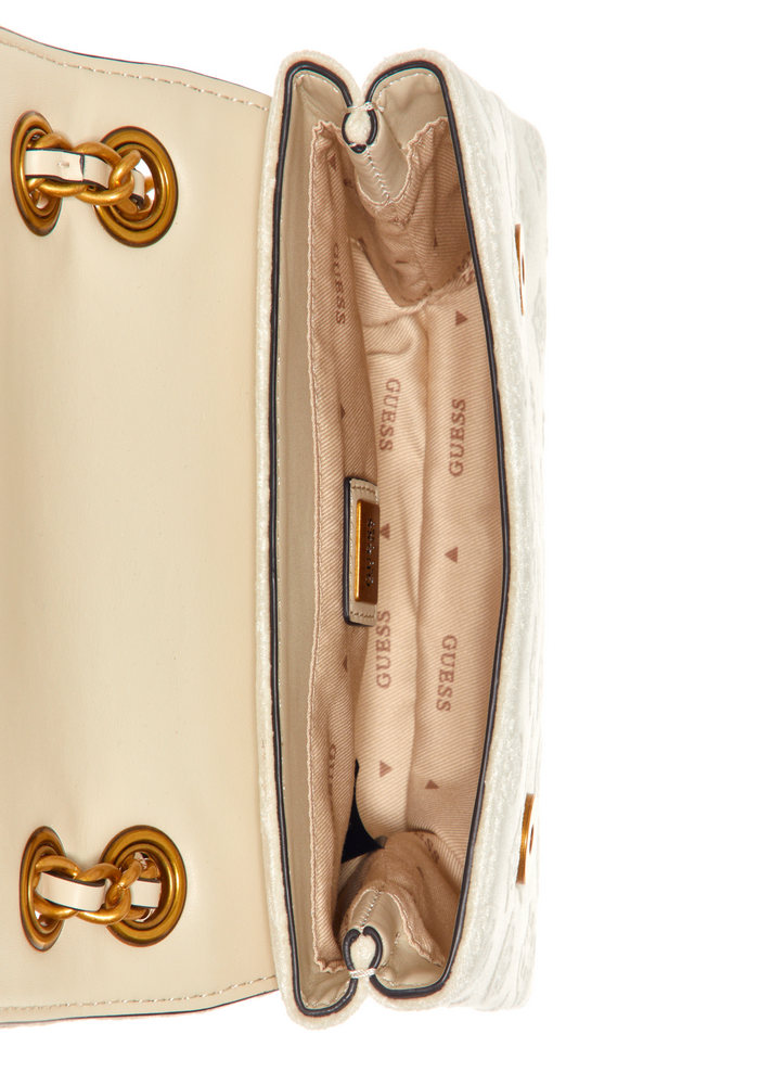 Mini Cartera Inia Mini Crossbody Flap Crema Guess-3