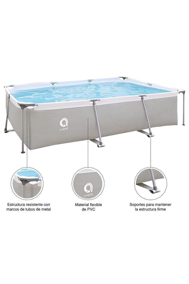 Piscina Rectangular 3701Lts 65cmx300cmx207cm Gris-3
