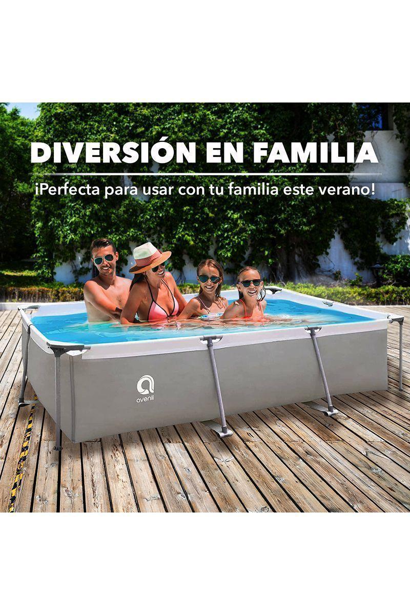 Piscina Rectangular 3701Lts 65cmx300cmx207cm Gris-4