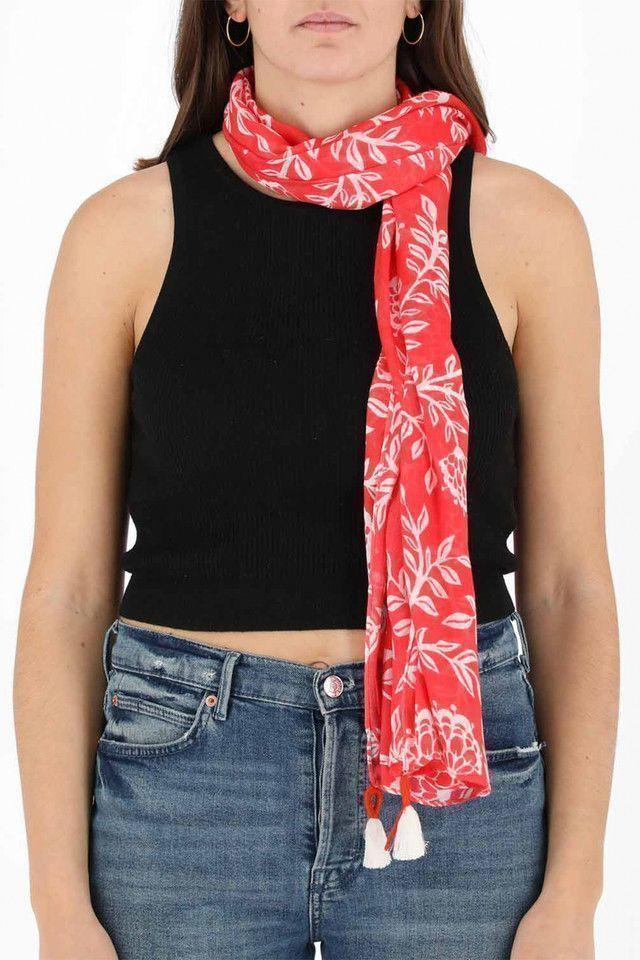 Pañuelo Estampado Rojo Folk Fire Jardín Humana-2