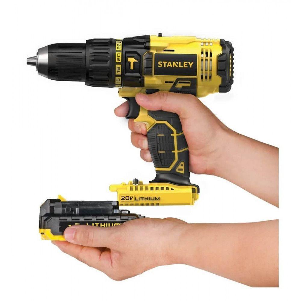 Taladro Percutor Inalambrico 13MM 20V + MEDIDOR LASER 15M + 2 BAT. (1.3Ah) STANLEY-2