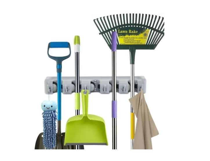 Organizador Para Escobas Y Útiles De Aseo Con Ganchos-2