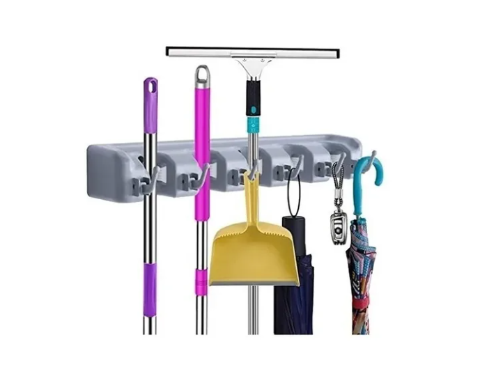 Organizador Para Escobas Y Útiles De Aseo Con Ganchos-1