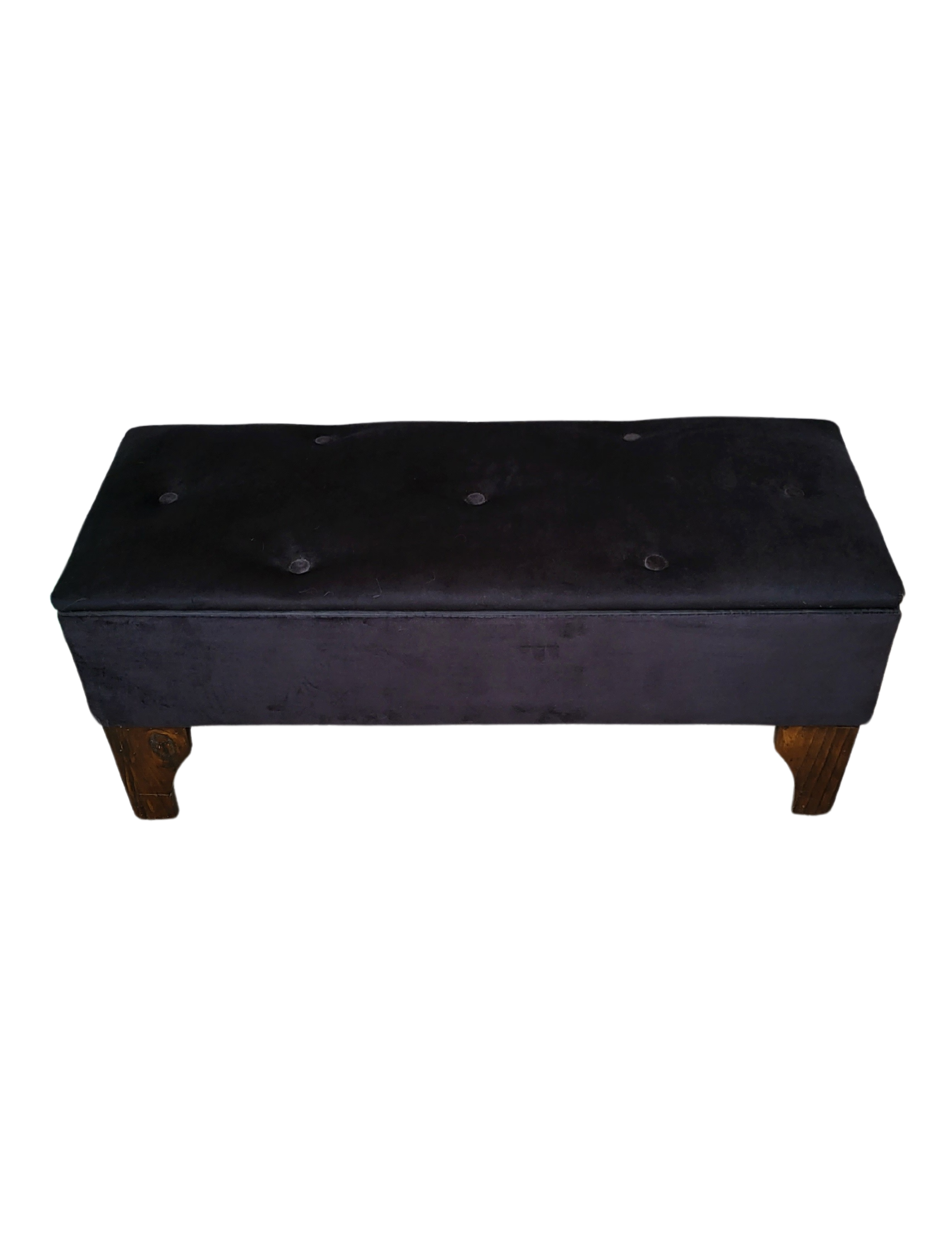 Banqueta  Baúl Botone Negro Felpa  Rimar-4