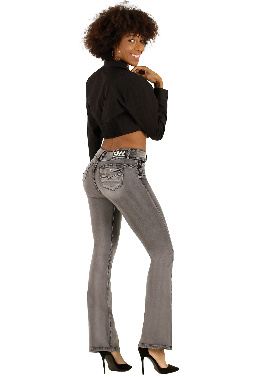 Jeans One World Jennifer Flare Lentejuelas  Mujer-1