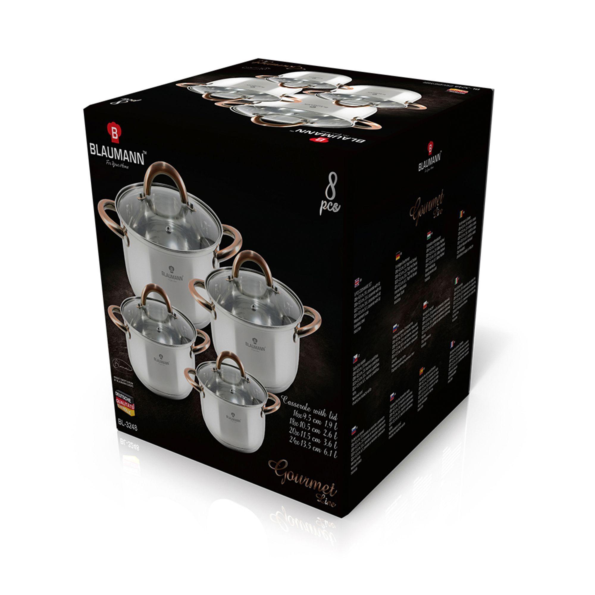 Batería línea Gourmet, 8 piezas, acero inoxidable, inducción.-2