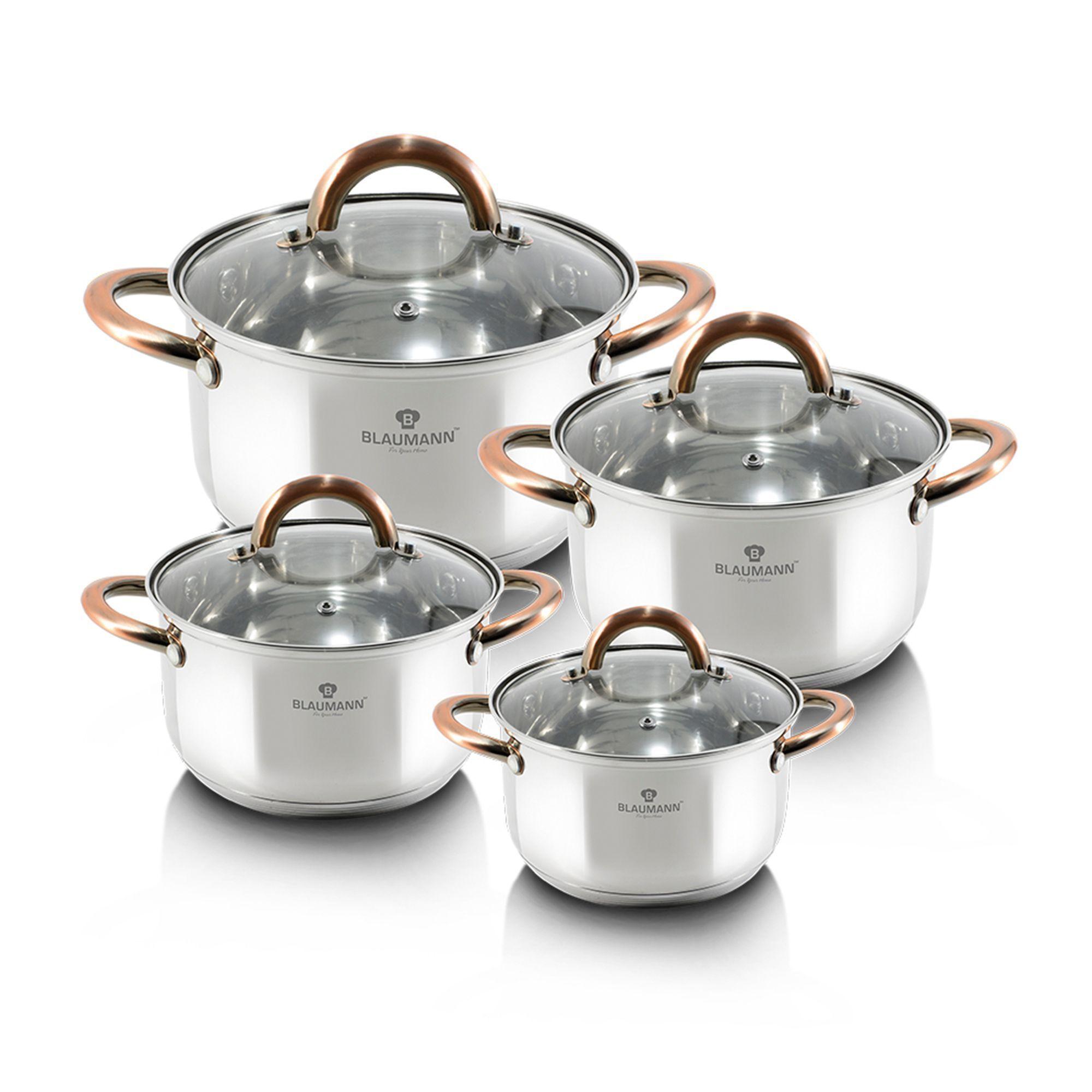 Batería línea Gourmet, 8 piezas, acero inoxidable, inducción.-1