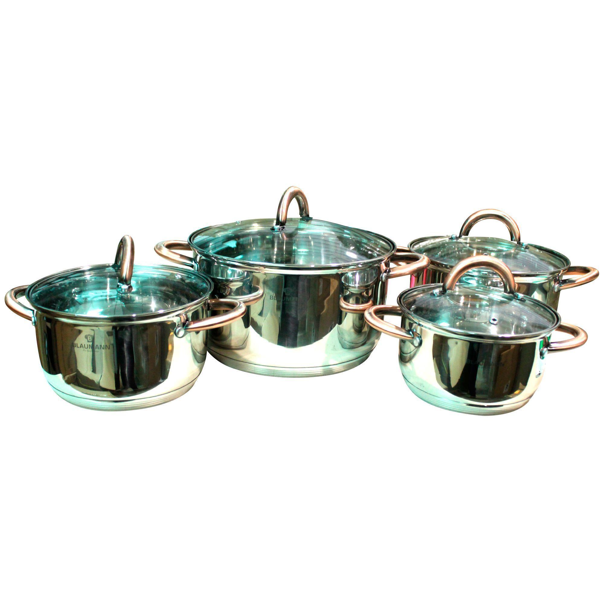 Batería línea Gourmet, 8 piezas, acero inoxidable, inducción.-3