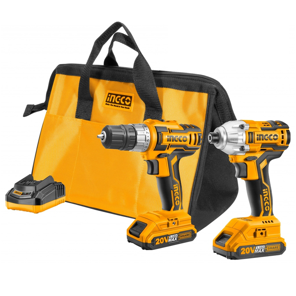 Kit Taladro+ Atornillador Impacto 20v 2bat+ Carg-0