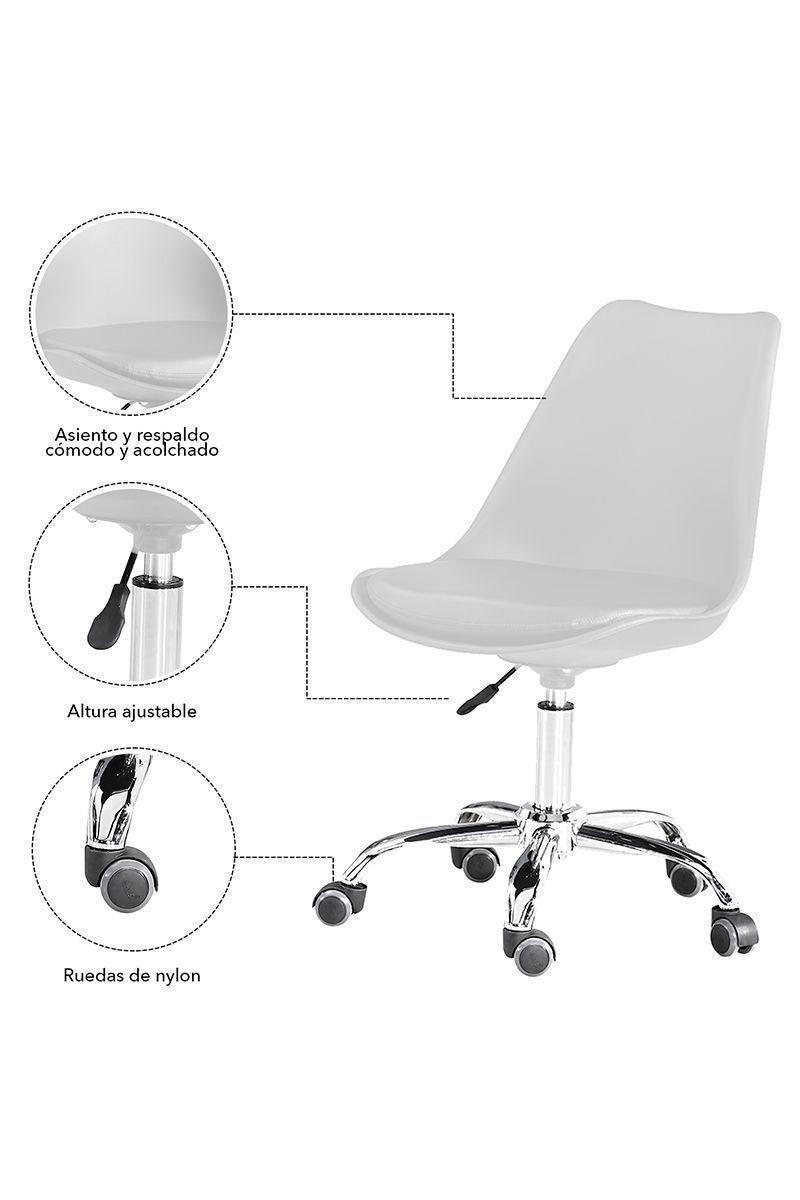 Silla de Escritorio Giratoria con Cojín Blanco-4
