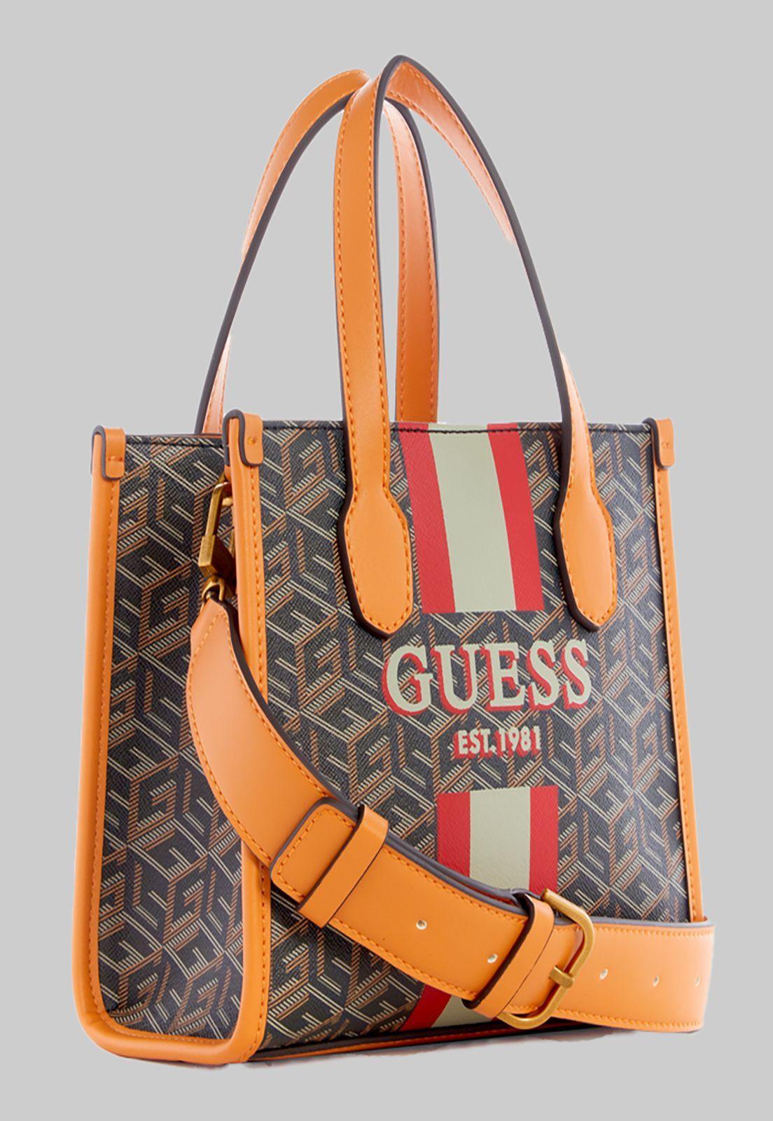 Mini Cartera Guess Silvana 2 Cmprtmnt Mini Tote Bkg Café-1