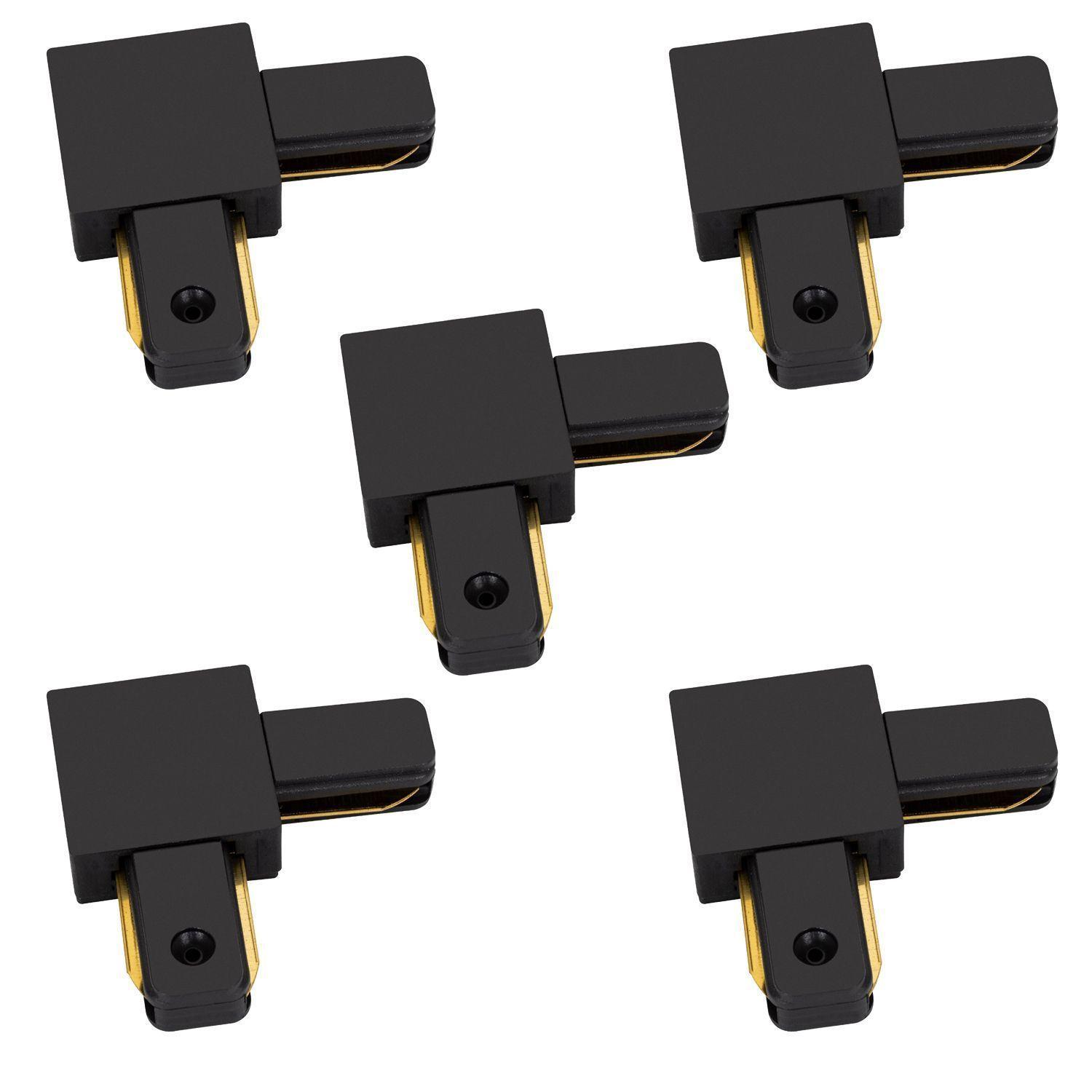 Pack 5 Conectores Para Carril Monofásico De Iluminación LED "L" Negro-0