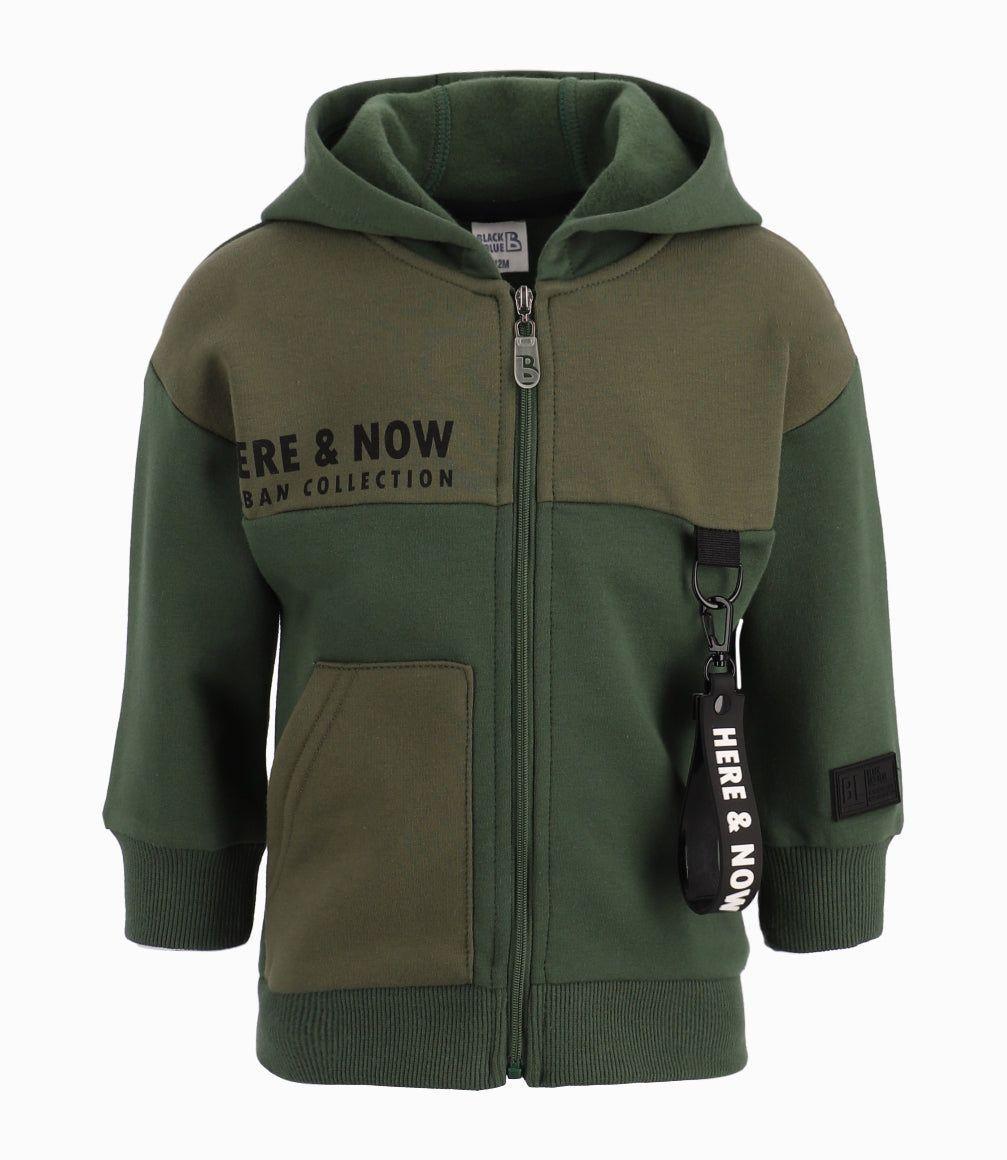 Polerón Bebé Niño Con Gorro Black And Blue Verde-0