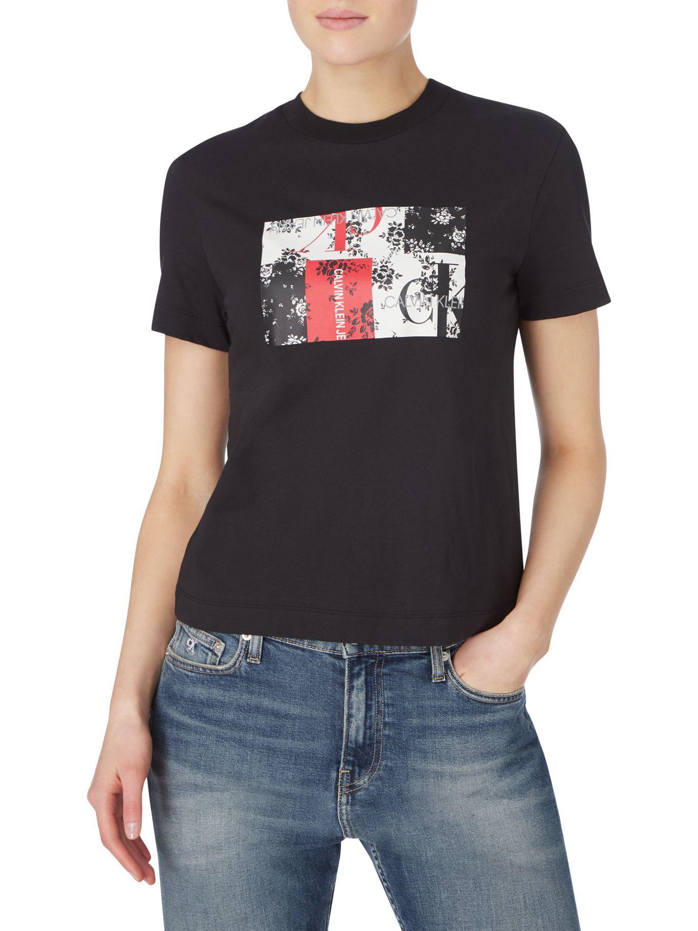 Polera Print Mixed Negro Calvin Klein-0