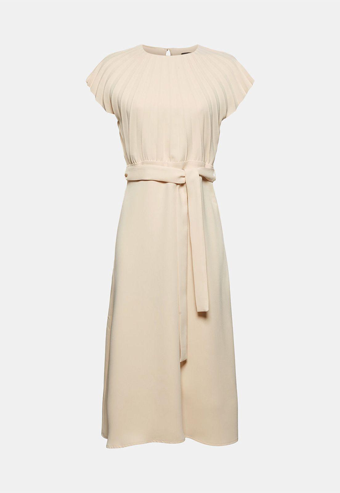 Vestido De Crepé Con Parte Superior Plisada Esprit-3