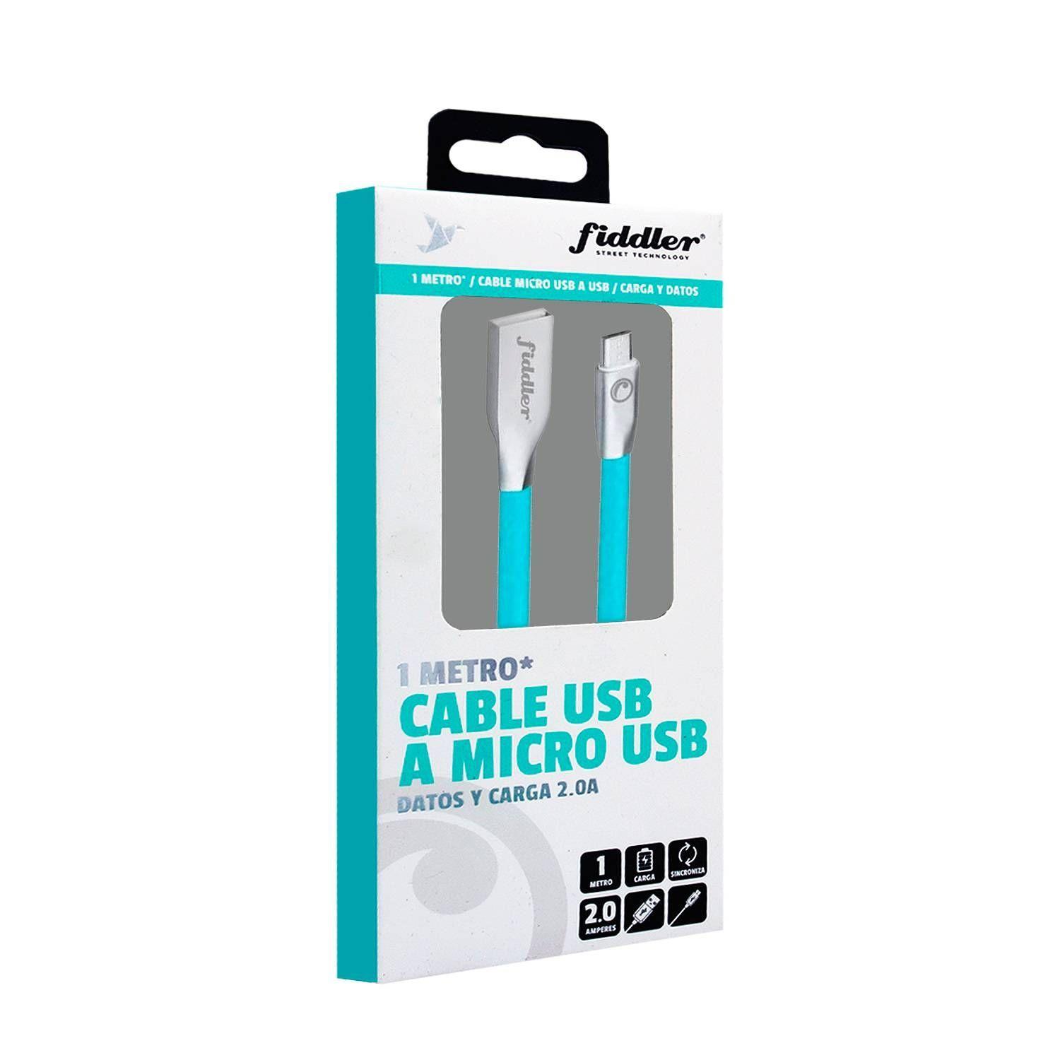 CABLE PARA CELULAR FIDDLER MICRO 5 PIN CELESTE FD-MUSB10BL-1