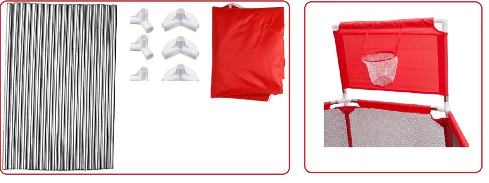 CORRAL DE  SEGURIDAD EXAGONAL CON ARO BASKETBALL PARA BEBES ROJO-4