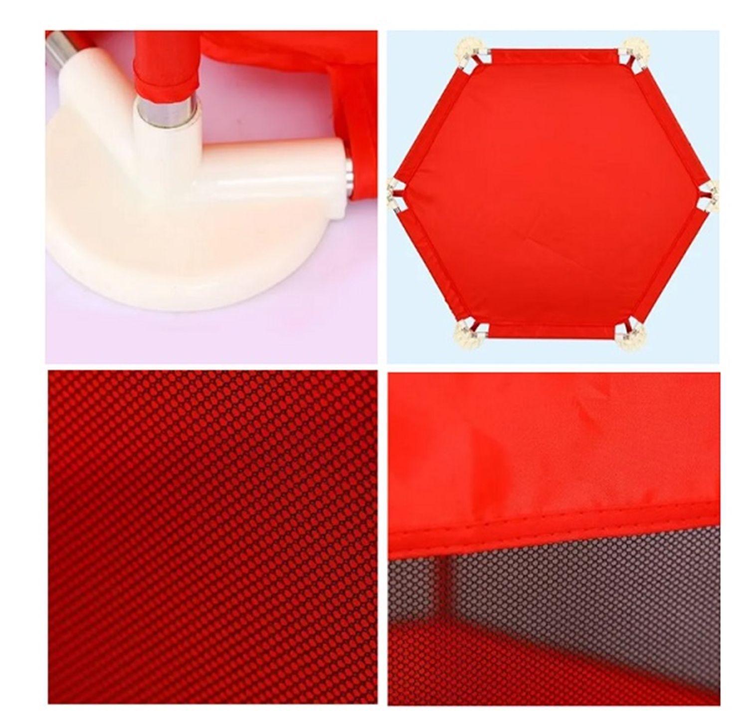 CORRAL DE  SEGURIDAD EXAGONAL CON ARO BASKETBALL PARA BEBES ROJO-2