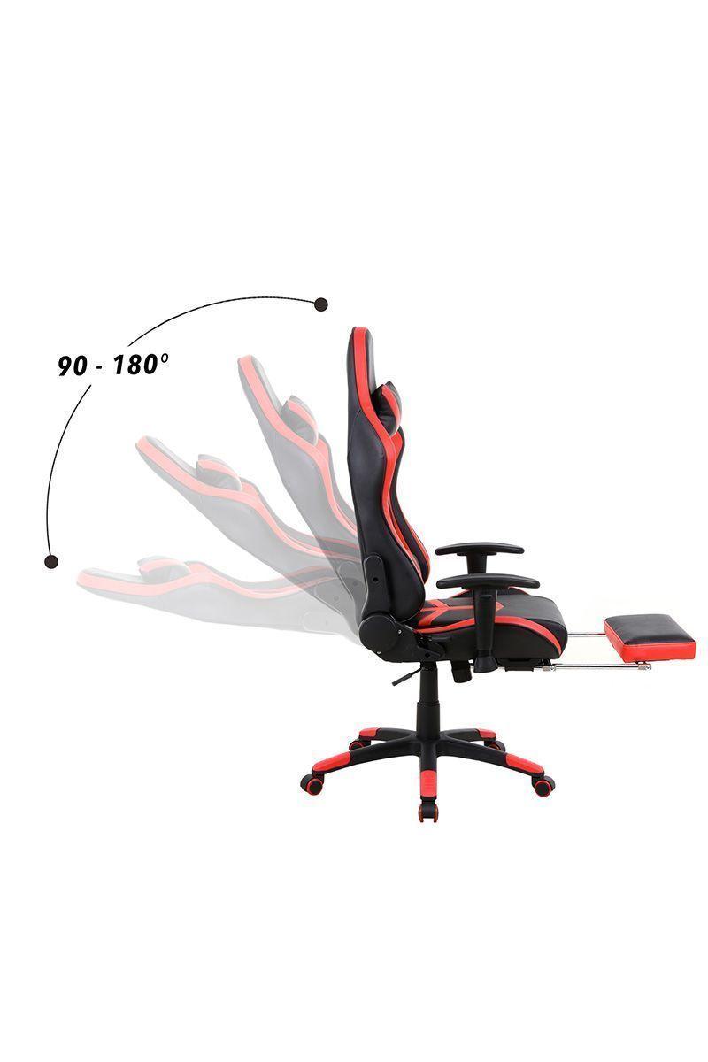 Silla Gamer Racing Reclinable 180° Reposapiés Rojo-3