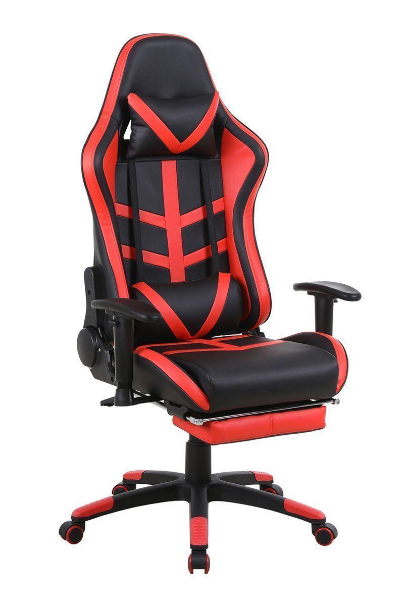 Silla Gamer Racing Reclinable 180° Reposapiés Rojo-0
