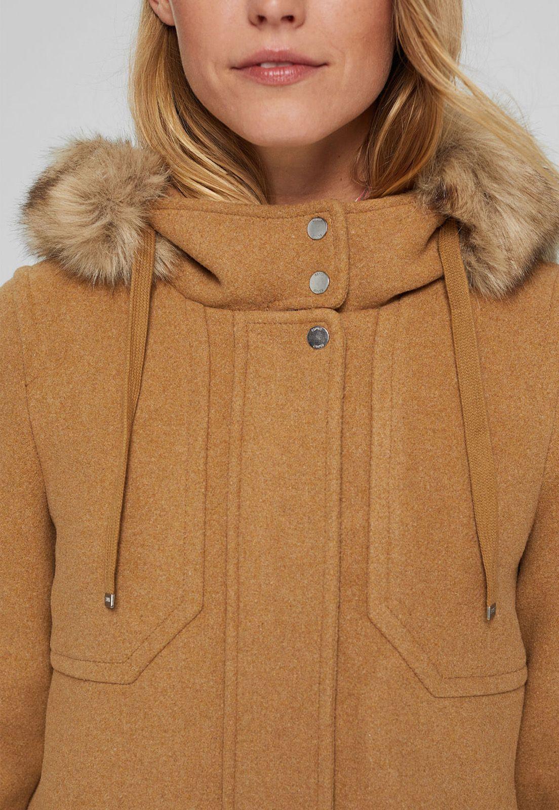 Abrigo Con Capucha De Pelo Sintético Esprit-2
