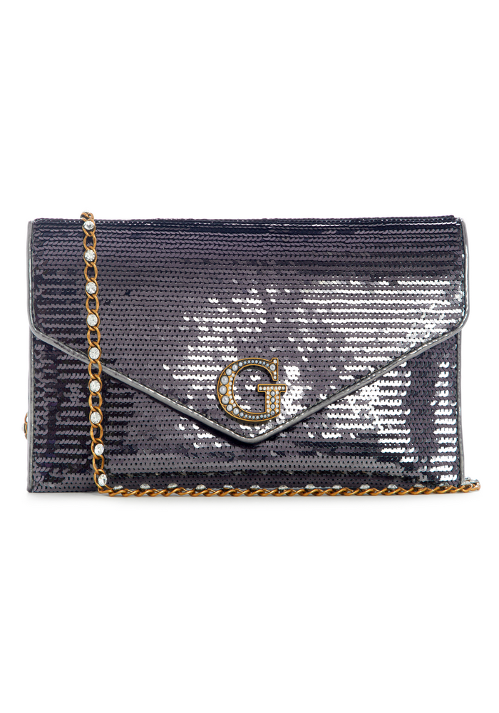 Cartera Virtual Flap Clutch Pew Plateado Guess-0