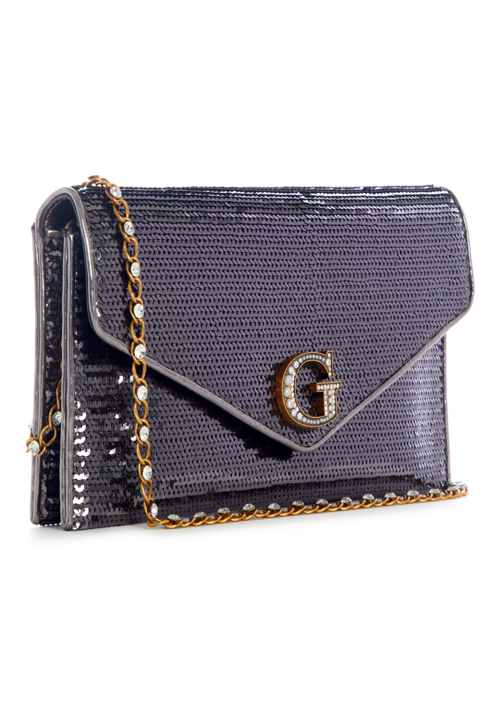 Cartera Virtual Flap Clutch Pew Plateado Guess-1