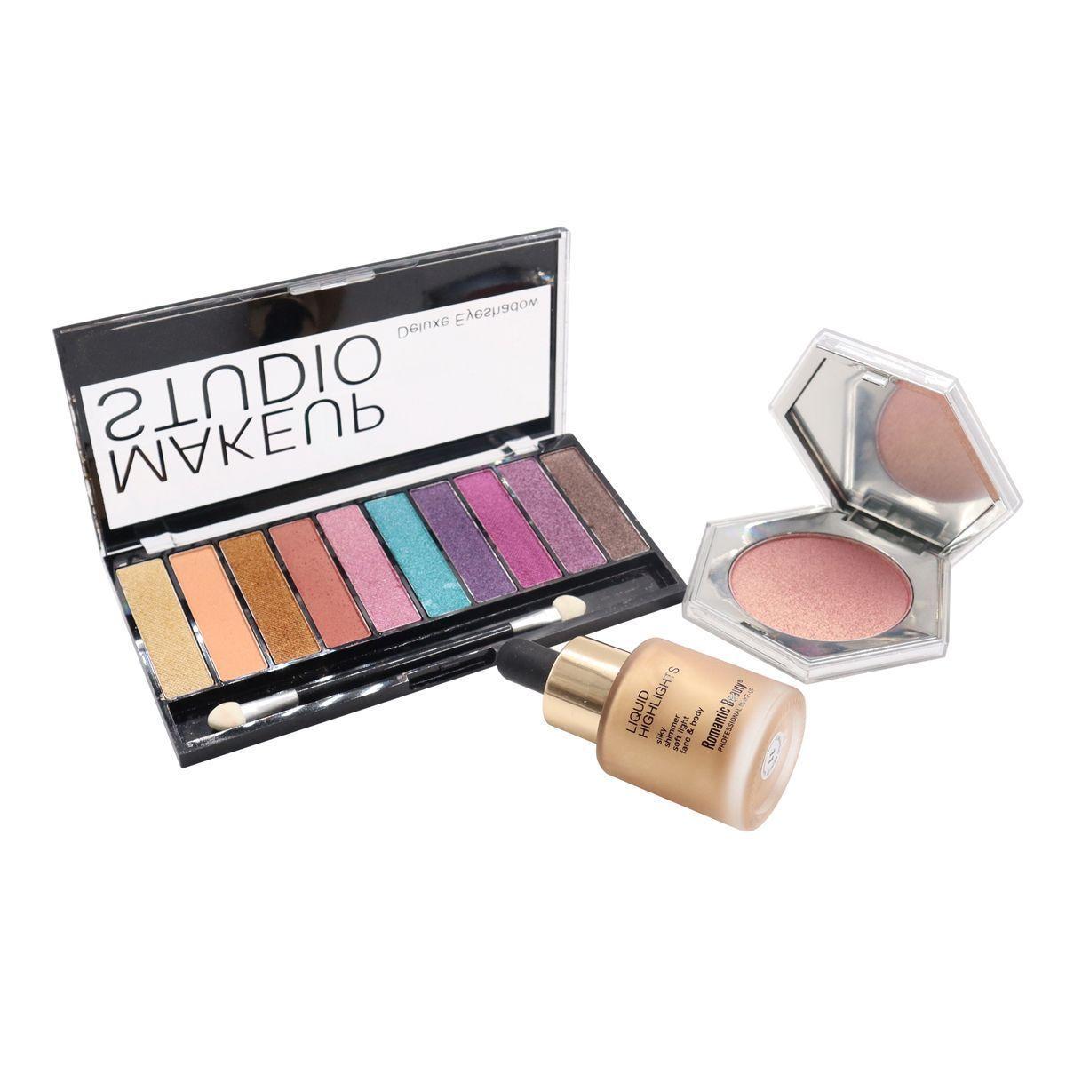 Kit maquillaje Iluminador en polvo y sombras-0
