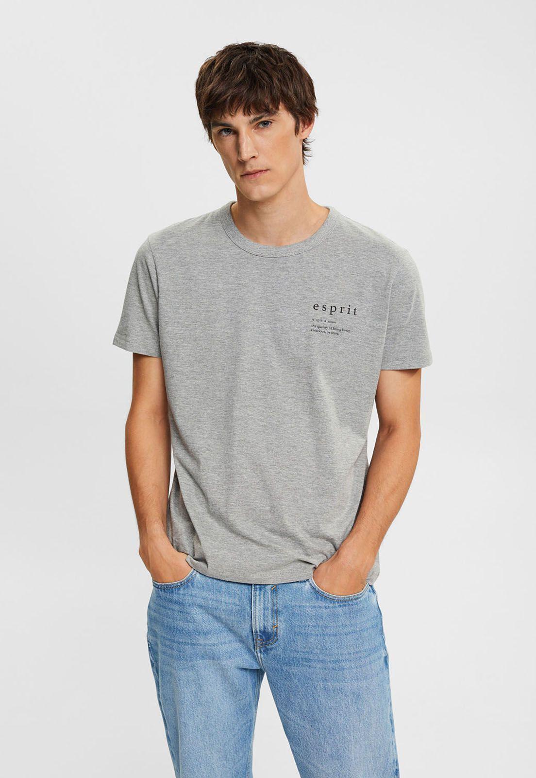Polera con cuello redondo y logo regular fit Hombre Esprit-0