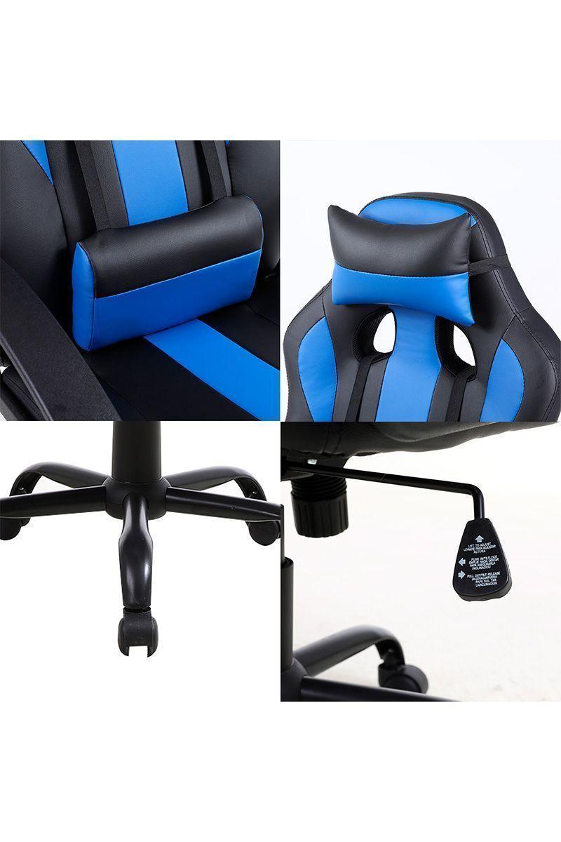 Silla Gamer Reclinable y Altura Ajustable Azul-5