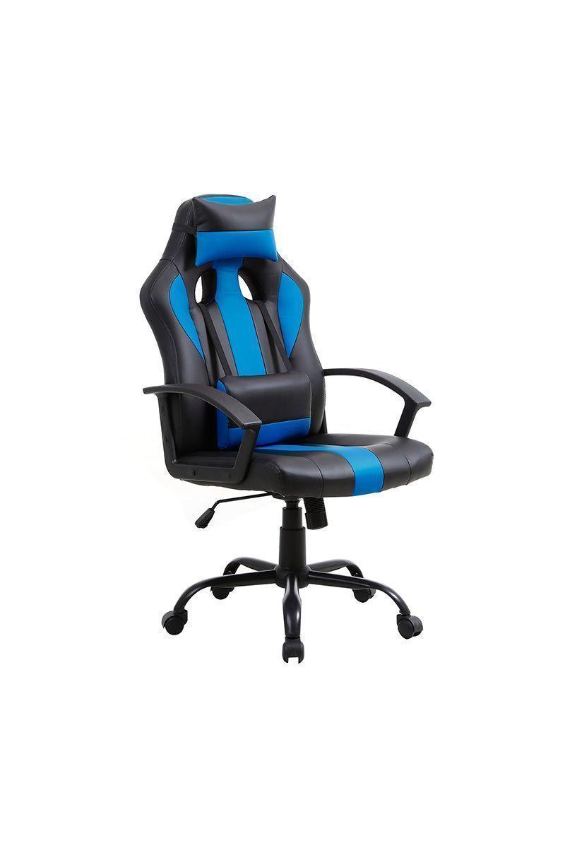 Silla Gamer Reclinable y Altura Ajustable Azul-0