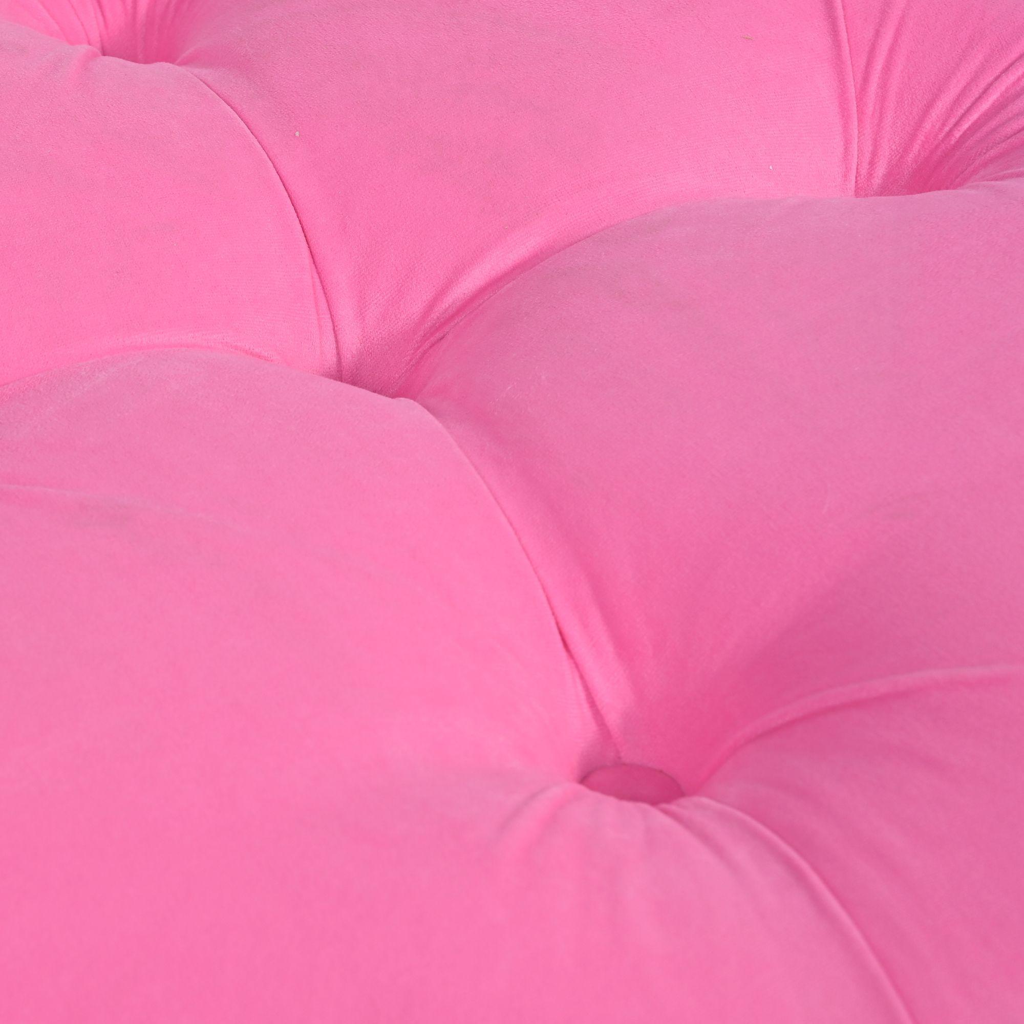 Pouf Zoe con Baúl Rosado Felpa 60x60x50 cm de Máxima Design -4