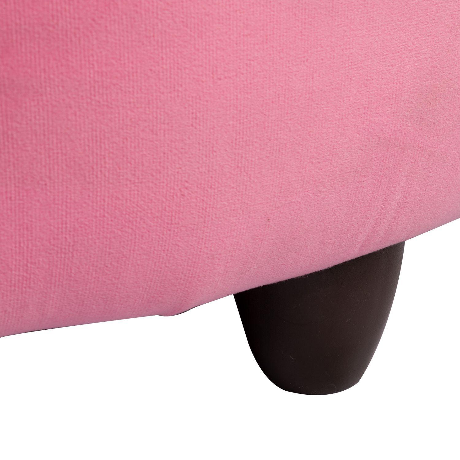 Pouf Zoe con Baúl Rosado Felpa 60x60x50 cm de Máxima Design -3