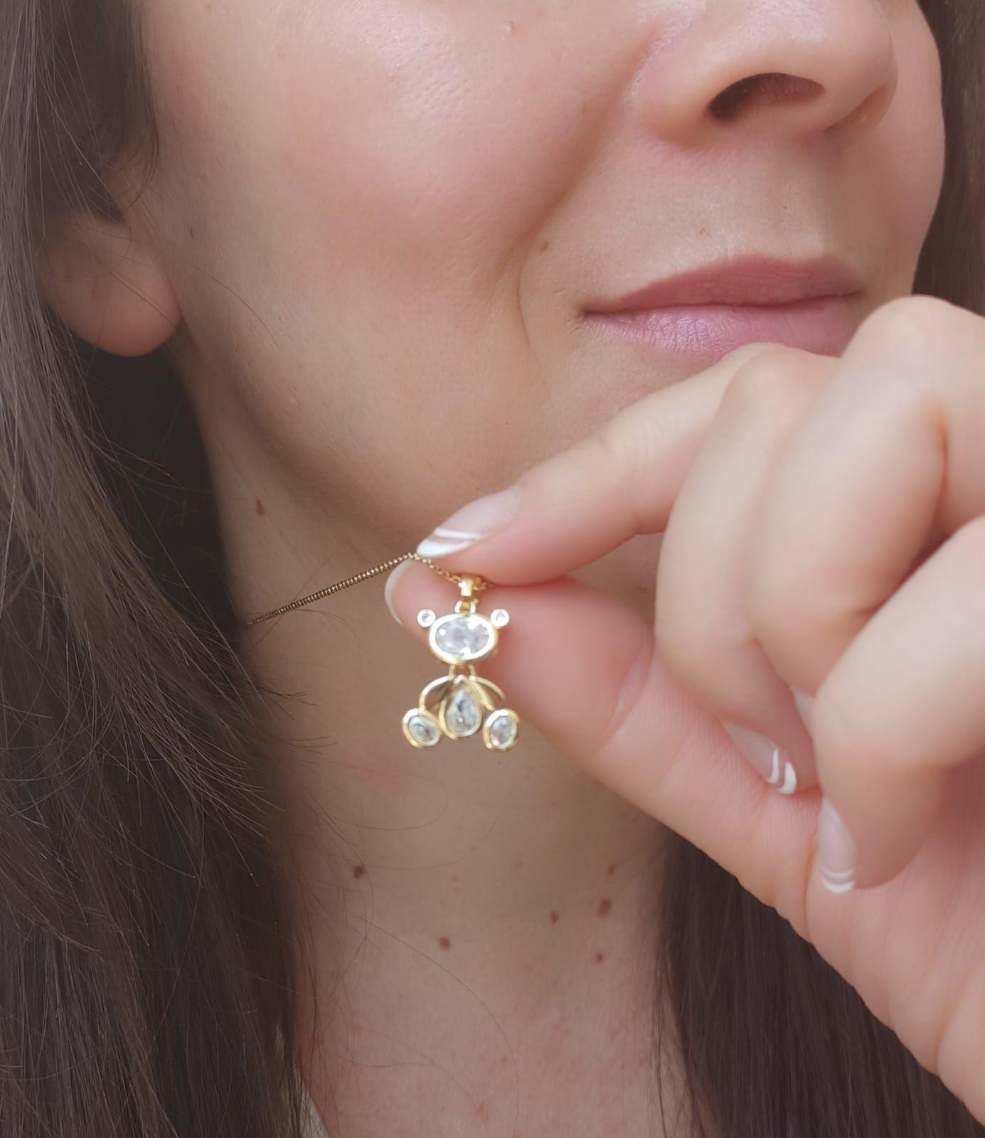 Colgante Oso Punto de luz Zirconio chapado en Oro 18kl-5