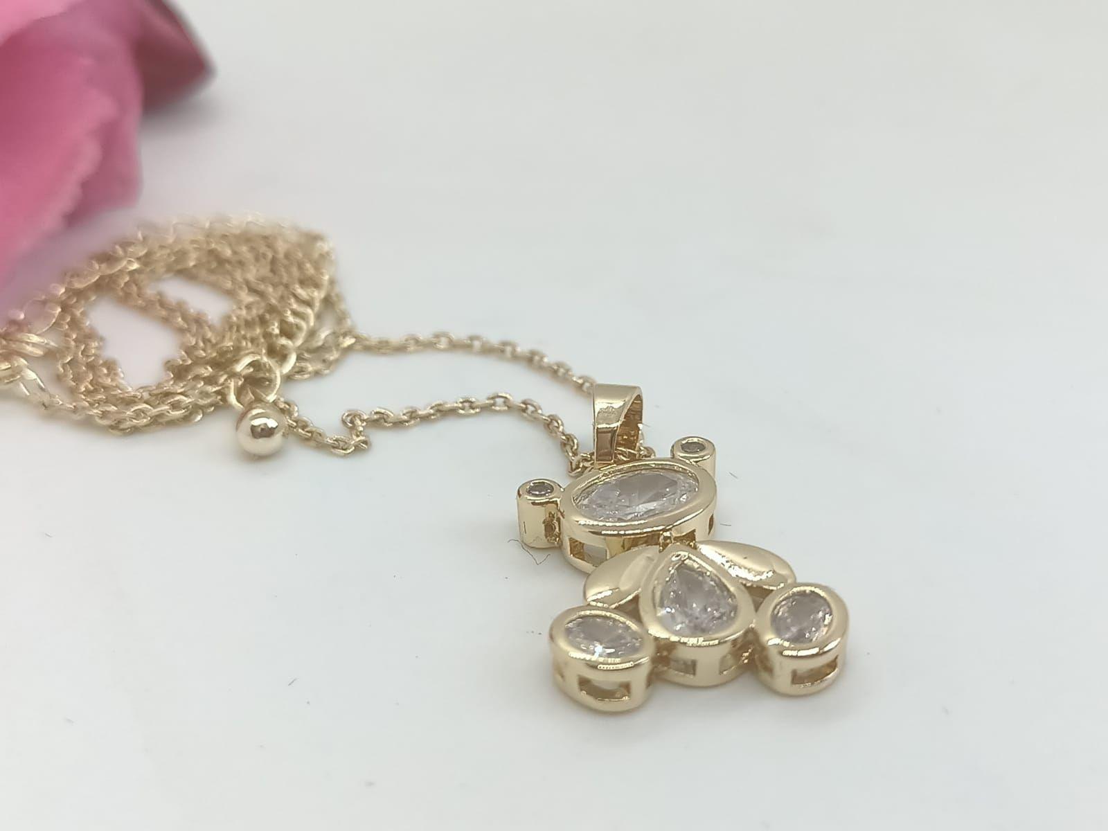 Colgante Oso Punto de luz Zirconio chapado en Oro 18kl-2