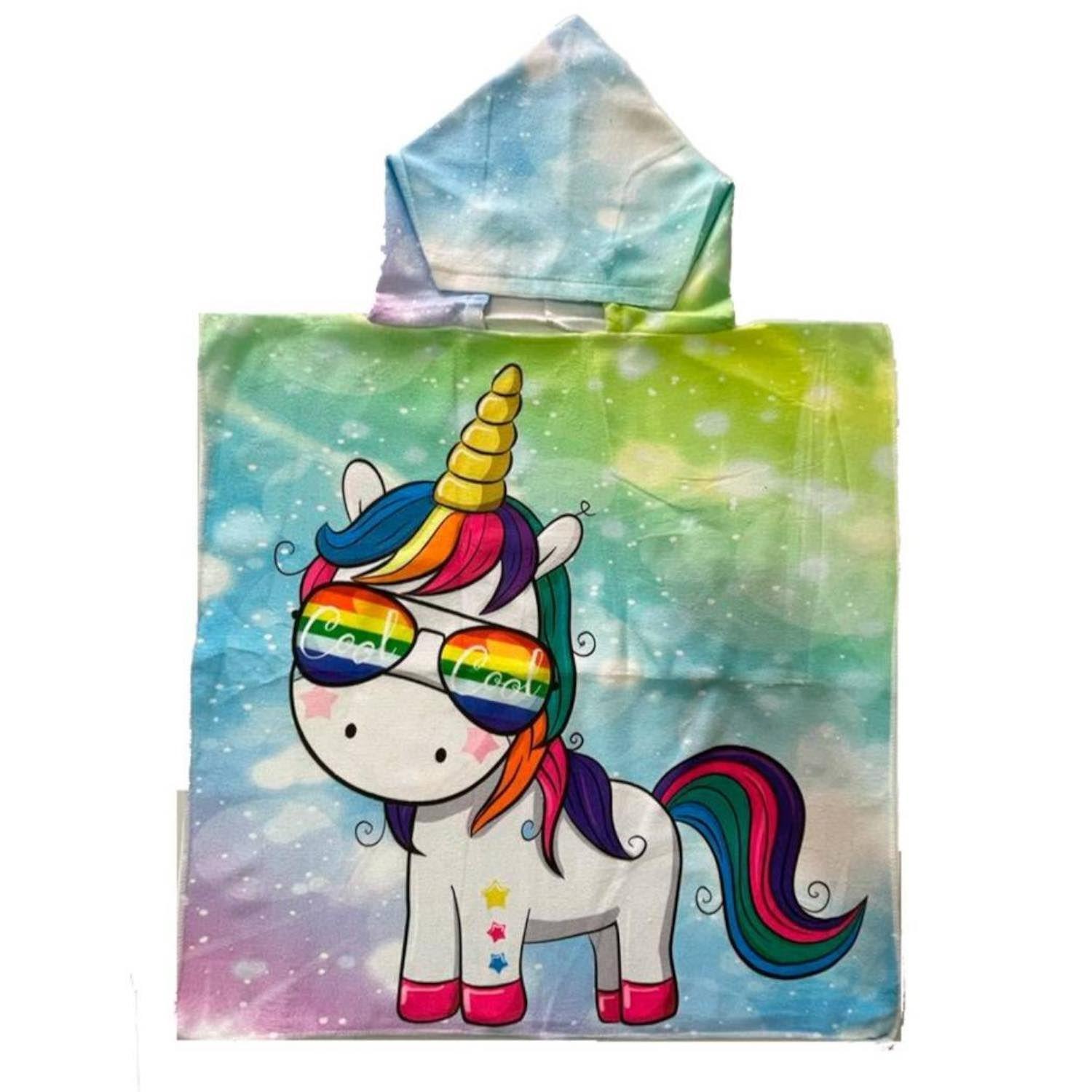 TOALLA CON CAPUCHA INFANTIL DISEÑO UNICORNIO CON LENTES-0