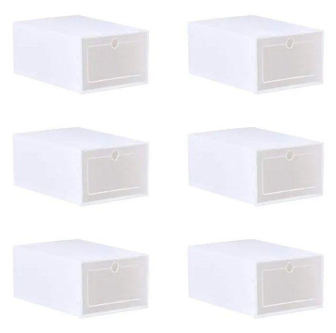 Pack 6 Caja Organizador Zapato Estante Armarble Apilable-0