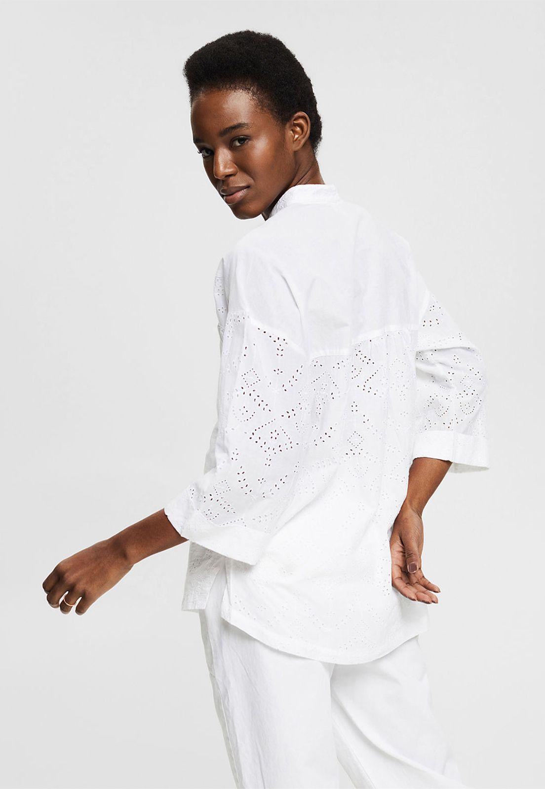 Blusa Oversize Con Encaje Calado Esprit-1