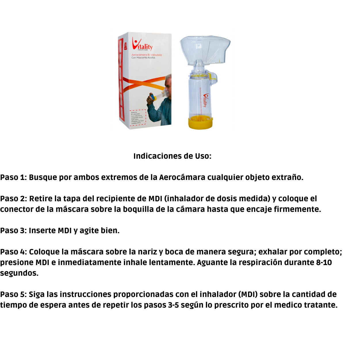 Aerocámara Doble Válvula con Mascarilla Adulto-2