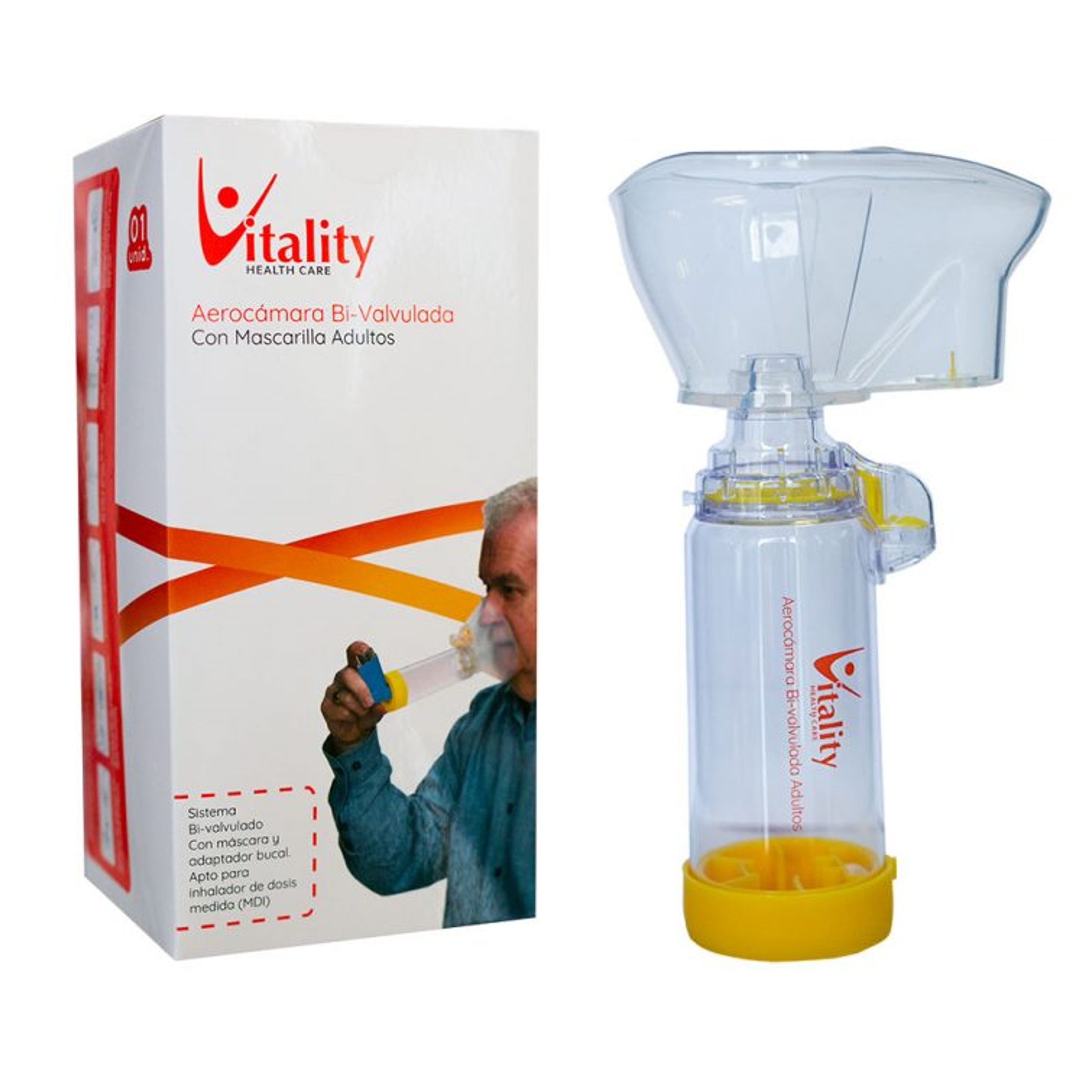 Aerocámara Doble Válvula con Mascarilla Adulto-0
