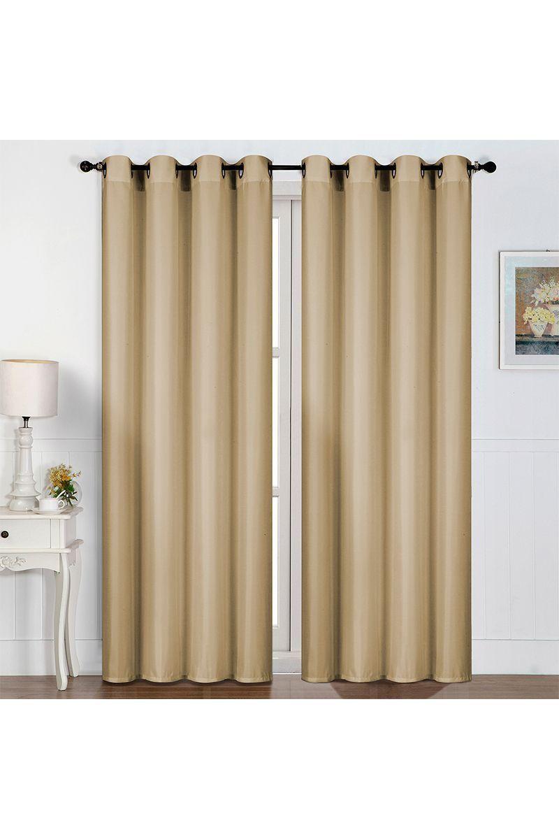 Pack 2 Cortinas de Tela Ojales 140x220 cm Crema-1
