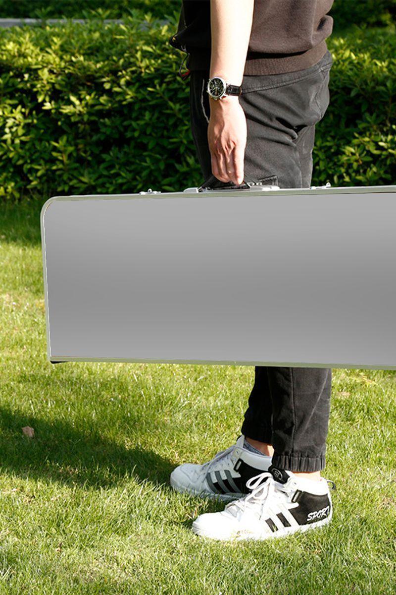 Set Mesa Bancas Plegable Tipo Maleta Gris-5