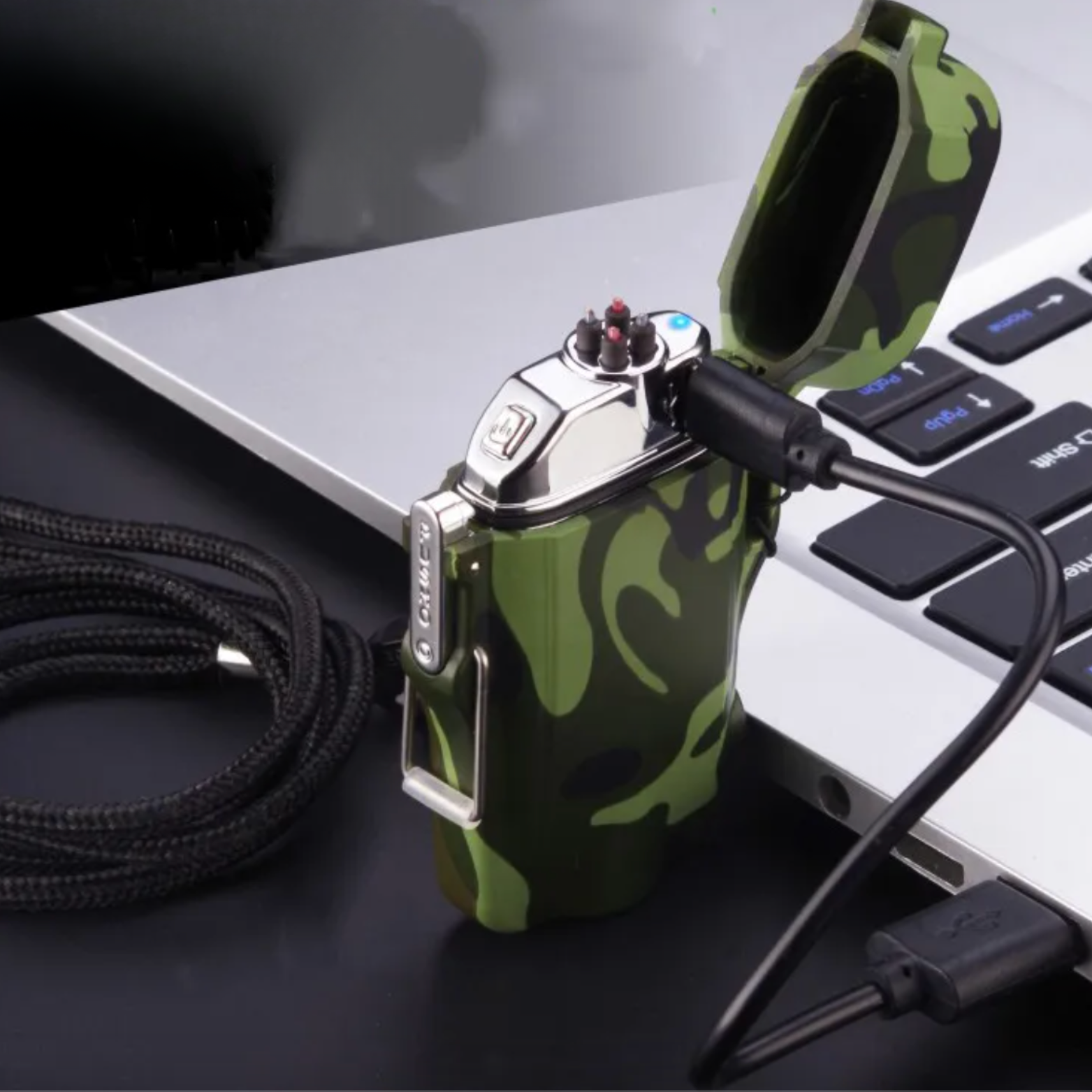 Encendedor Eléctrico Plasma Outdoor • Impermeable • Recargable • Army-3